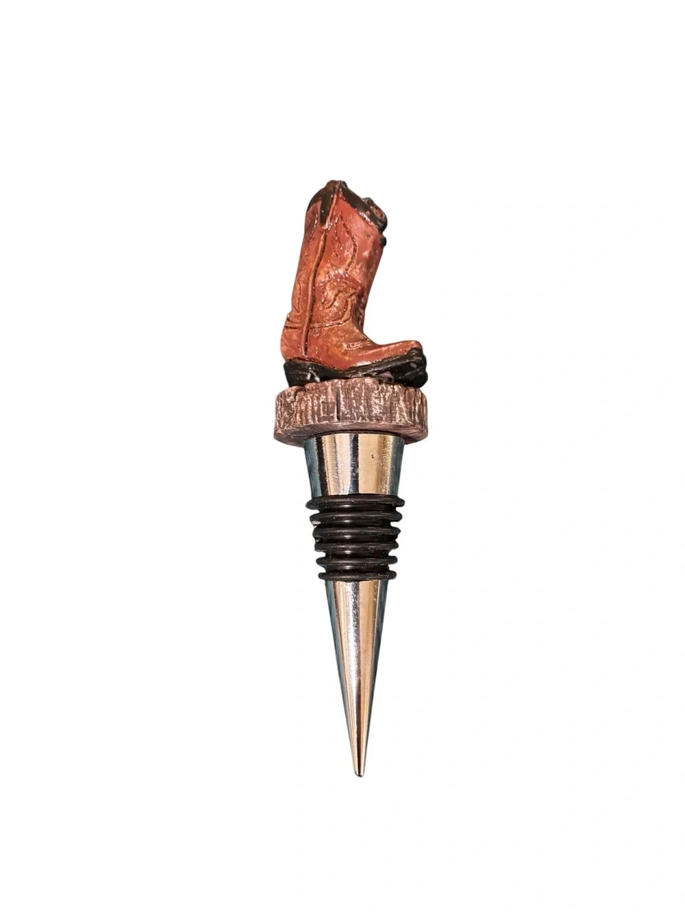 Foster & Rye Cowboy Boot Bottle Stopper 5”Polyresin and Chrome SheShed Mancave